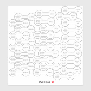 30 Witte Sieraden Prijskaartje Barbell Sticker Set