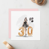 30 worden, gelukkige 30e verjaardag notitiekaartje (Voorkant / Achterkant in situ)