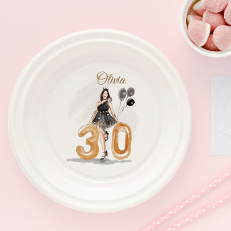 30 worden, gelukkige 30e verjaardag papieren bordje