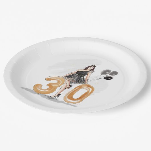 30 worden, gelukkige 30e verjaardag papieren bordje (Gekanteld)