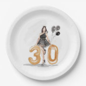 30 worden, gelukkige 30e verjaardag papieren bordje (Voorkant)