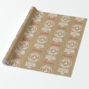 30 "x15" Kraft Rood & Wit Naam van de Kerstman Cadeaupapier