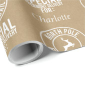 30 "x15" Kraft Witte Naam Noordpool Van Santa Cadeaupapier (Rol Hoek)
