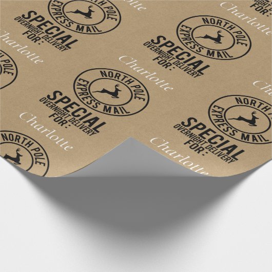 30 "x15" Kraft Zwart & Wit Naam Noordpool Cadeaupapier (Hoek)