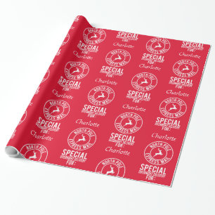 30 "x15" rood witte naam van Santa Wrapping Paper Cadeaupapier
