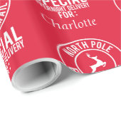 30 "x15" rood witte naam van Santa Wrapping Paper Cadeaupapier (Rol Hoek)
