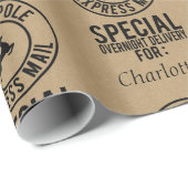 30 "x6" Kraft Black Naam van Santa Wrapping Paper Cadeaupapier (Rol Hoek)