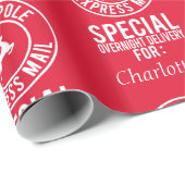 30 "x6" rood witte naam van Santa Wrapping Paper Cadeaupapier (Rol Hoek)