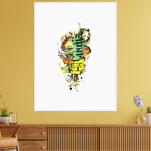30" x 40" Microfoon Vector Canvas Wandkunst Afdruk (Insitu (Woonkamer))