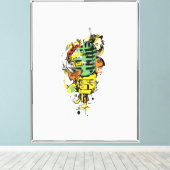 30" x 40" Microfoon Vector Canvas Wandkunst Afdruk (Insitu (Houten vloer))