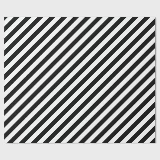 30 x 6 matte zwarte witte diagonale strepen cadeaupapier (Vlak)