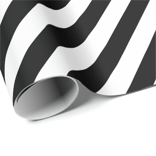 30 x 6 matte zwarte witte diagonale strepen cadeaupapier (Rol Hoek)