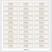 30 x Individuele Cream Black Gastenvelop Adres Sticker (Vel)