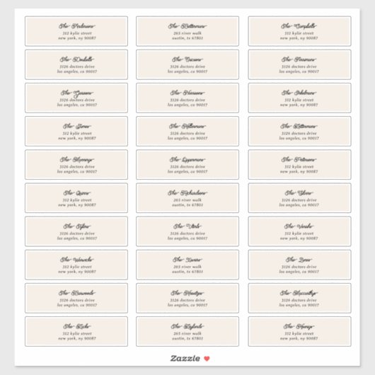 30 x Individuele Cream Black Gastenvelop Adres Sticker (Vel)