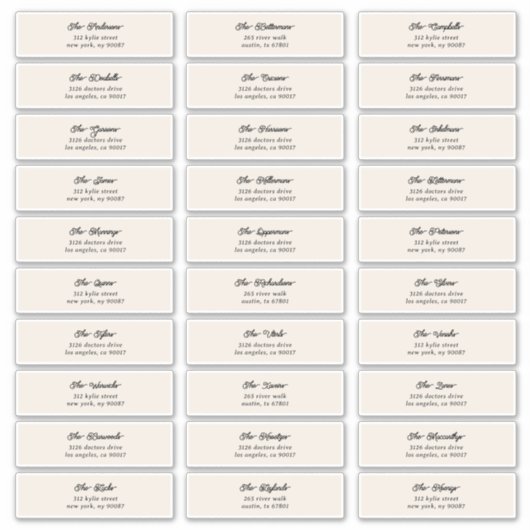 30 x Individuele Cream Black Gastenvelop Adres Sticker (Voorkant)