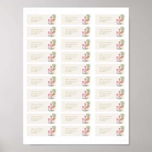 30 x Print thuis Lentebloemen Adresstickers (Voorkant)