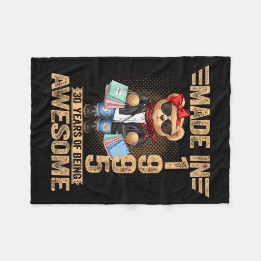 30 Year Old Made In 1995 Teddy Bear 30th Birthday  Fleece Deken (Voorkant (Horizontaal))