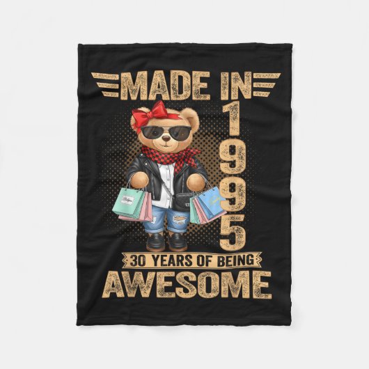 30 Year Old Made In 1995 Teddy Bear 30th Birthday Fleece Deken (Voorkant)