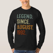 30 Years Old  Legend Since August 1992 30th Birthd T-shirt (Voorkant)