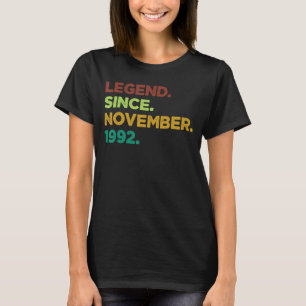 30 Years Old Legend Since November 1992 30th Birth T-shirt