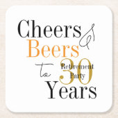 30 Years Retirement Cheers Beers Minimal Party Kartonnen Onderzetters (Voorkant)