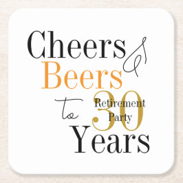 30 Years Retirement Cheers Beers Minimal Party Kartonnen Onderzetters