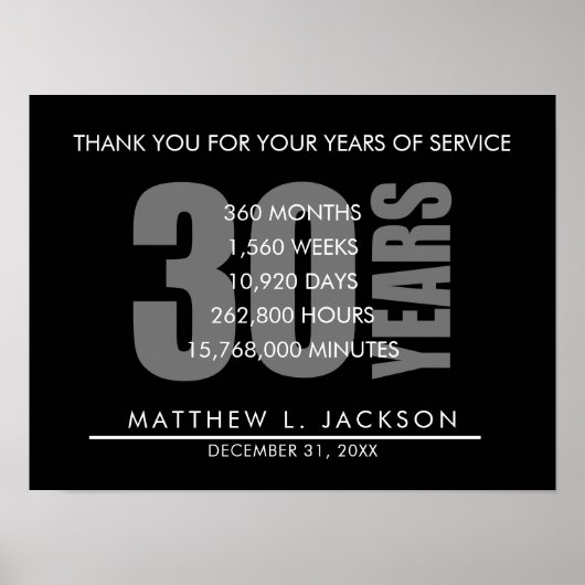 30 Years Retirement or Employee Appreciation Gift Poster (Voorkant)