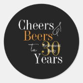 30 Years Retirement Party Cheers and Beers Ronde Sticker (Voorkant)