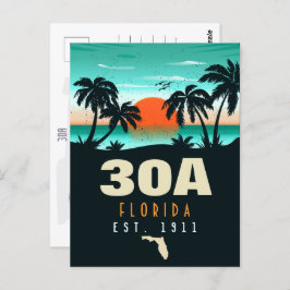 30a Route Florida Retro Sunset Souvenirs 60s Briefkaart
