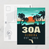30a Route Florida Retro Sunset Souvenirs 60s Briefkaart (Voorkant / Achterkant)