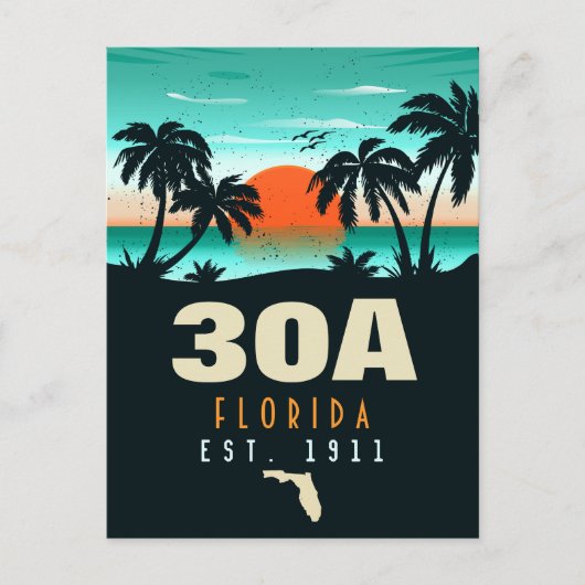 30a Route Florida Retro Sunset Souvenirs 60s Briefkaart (Voorkant)