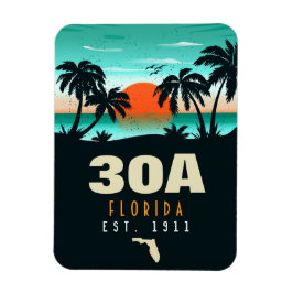 30a Route Florida Retro Sunset Souvenirs 60s Magneet