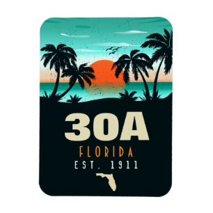 30a Route Florida Retro Sunset Souvenirs 60s Magneet