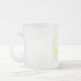 30cl frosted glass mug with our yellow bee logo matglas koffiemok