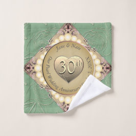 30e/12e Pearl & Groen Bruiloft Jubileum Bad Handdoek