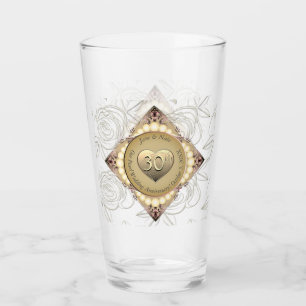 30e/12e Pearl & Groen Bruiloft Jubileum Glas