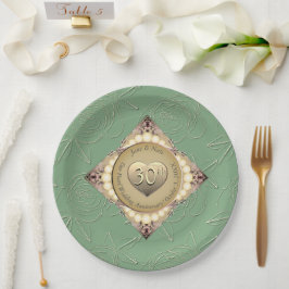30e/12e Pearl & Groen Bruiloft Jubileum Papieren Bordje