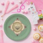 30e/12e Pearl & Groen Bruiloft Jubileum Papieren Bordje (Feest)