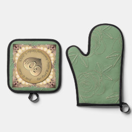30e/12e Pearl Jubileum Mitt en Pot Houders Ovenwant & Pannenlap Set
