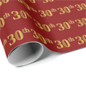 30e (30e) gebeurtenis Red, Faux Gold Cadeaupapier (Rol Hoek)