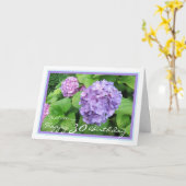 30e Bday Brittany Hydrangeas Elegant Blue Lijst Kaart (Gele Bloem)