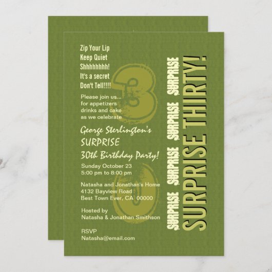 30e Birthday Army (Olijfgroen) V9 Kaart (Voorkant / Achterkant)