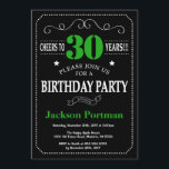 30e Birthday Black en Green Chalkboard Kaart<br><div class="desc">30th Birthday Invitation Black en Green Typografie. Chalkboard. Zwart-witte achtergrond. Volwassen verjaardag. Mannelijke Mannen of vrouwen: Birthday. Kinder jongen of meisje Lady Teen Teenage Bday Invite. 13e 15e 16e 18e 21e 30e 40e 50e 60e 70e 80e 90e 100e. Elke leeftijd. Voor verdere aanpassing, te klikken gelieve de knoop "van de...</div>