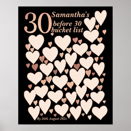 30e Birthday Bucket List - 30 voor 30 Poster (Voorkant)