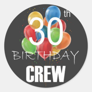 30e Birthday Crew-groep van 30 partijen Ronde Sticker