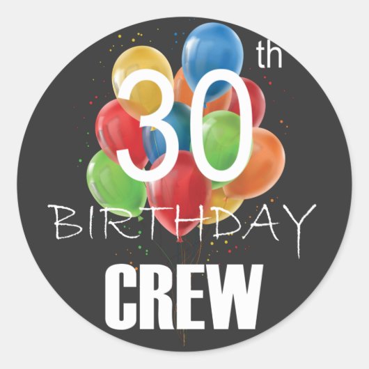 30e Birthday Crew-groep van 30 partijen Ronde Sticker (Voorkant)