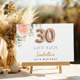 30e Birthday floral roos Gold eucalyptus name Gastenboek