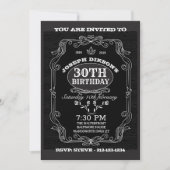 30e BIRTHDAY-INVITATIE, zwart & grijs Whisky-lab Kaart (Voorkant)