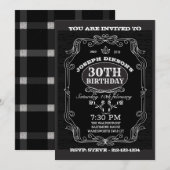 30e BIRTHDAY-INVITATIE, zwart & grijs Whisky-lab Kaart (Voorkant / Achterkant)