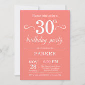 30e Birthday Invitation Coral Kaart (Voorkant)